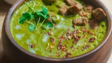 A bowl of green vegan soup