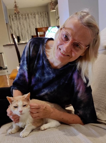 Lynn and her cat ginger