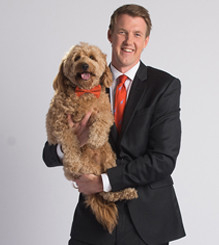 Anthony Farnell and Storm the Weather Dog